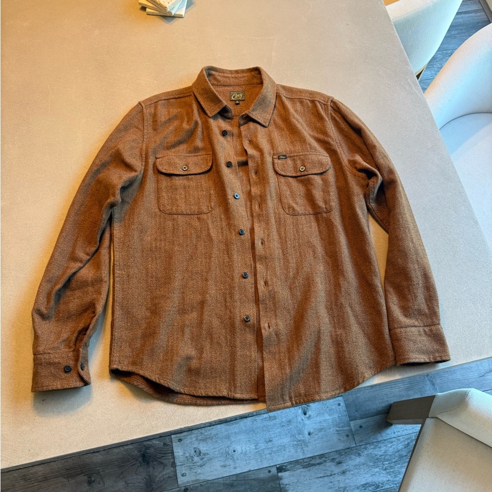 Obey Brown Wool-Blend Button-Down Shirt M
